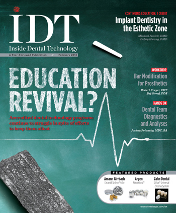 Inside Dental Technology February 2013 Cover