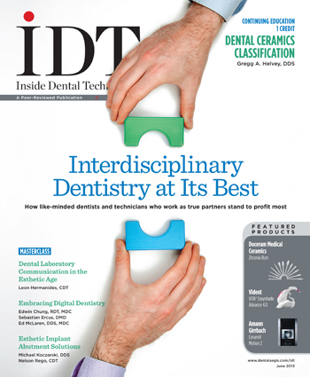 Inside Dental Technology June 2013 Cover