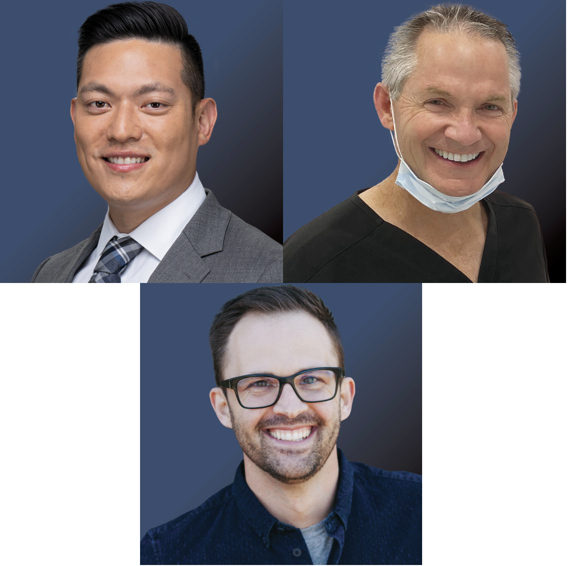 Justin Chi, DDS, CDT; Cary LaCouture, DDS; Joshua Prentice, DDS Headshot