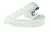 Fig 10. The mandibular implant telescopes are designed by scanning the implant model with scan bodies, the wax try-in as a pre-operative scan, and the silicone matrix with teeth removed from the wax as an antagonist scan in order to register the basal surfaces of the teeth and incorporate them into the design of the primary telescopes.