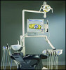 Fig 3. Robotic guidance arm positioned over the patient.