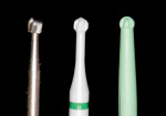 Figure 1 Burs are available in a wide variety of materials for different indications, including metal, ceramics, and polymers.