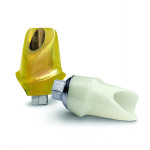 Fig 4. A gold-hue anodized and titanium patient-specific abutment.