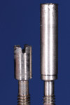 Figure 23 Modification (cut down and slotted) of the impression screw, which enabled it to be used for the provisional crown.