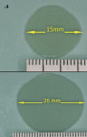 Figure 6  Point 4 T-2 exhibited a flow rate percentage increase of 74%; 15 mm diameter after 4 minutes at room temperature (top) and 26 mm diameter after 4 minutes at 150.3°F (bottom).