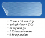 Fig 1. Oxalate-based polyethylene strip with specifications.