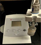 Fig 1. The pH electrode and meter used for analysis of the samples.