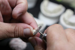 Fig 4. Technicians work on milled restorations.