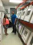 Pittman Dental Laboratory’s Caitlin Fletcher and David Aparaschivei with their Roland milling machines.