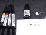 Fig 4. The color spectrum utilized for internal staining of the restoration includes white, khaki, cyan, and orange.