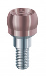 Illustration of the spherical abutment component of the removable attachment system for fixed, full-arch prostheses.