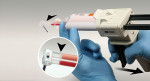 Figure 1  Hold the syringe in place and fill with the desired amount of material.