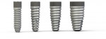 Figure 1  BioHorizons Dental Implants (platform sizes 3 mm, 3.5 mm, 4.5 mm, 5.7 mm) featuring the Laser-Lok microchannel collar.