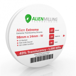 Alien Extreme Translucency 98mm Zirconia Blocks by Alien Milling Technologies