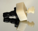 Figure 6  Milled Lava Ultimate nano-ceramic onlay with the unmilled portion of the mill block still attached.